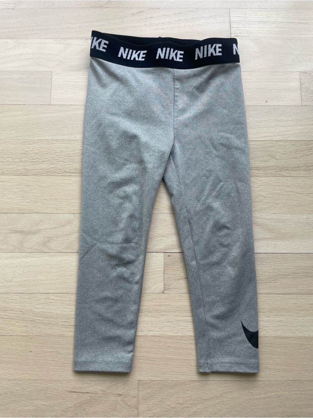 Nike Kids Gray Leggings with Black Logo Waistband